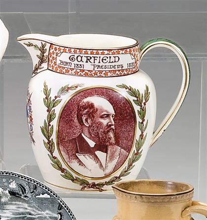 Appraisal: Brown transferware and polychrome enameled commemorative pitcher j wedgwood sons