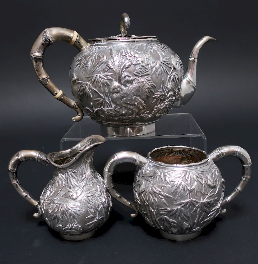 Appraisal: Chinese Export Silver Tea Set - Kwong Man Shing Chinese