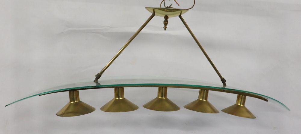 Appraisal: Midcentury Fontana Art Glass And Brass Chandelier From a Queens