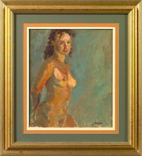 Appraisal: American School Contemporary Study of a Standing Female Nude oil