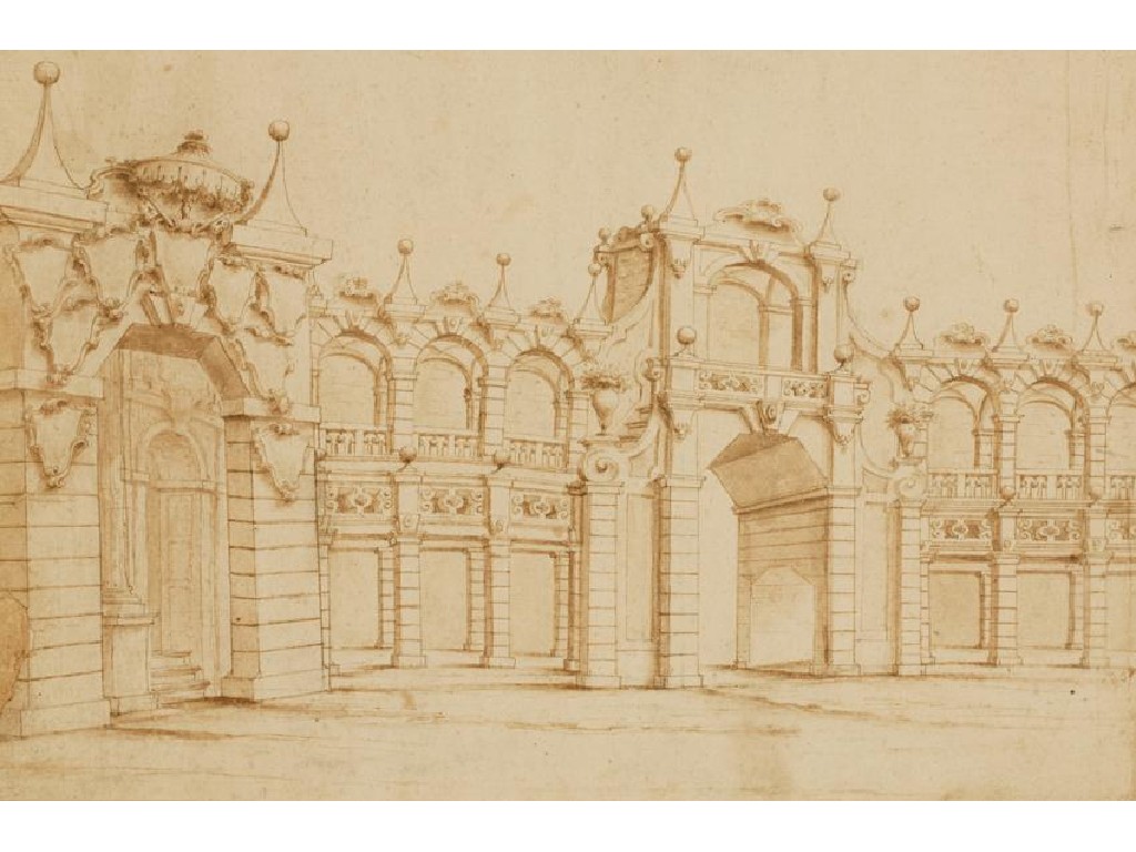 Appraisal: ITALIAN SCHOOL th century An architectural cappriccio pen and ink