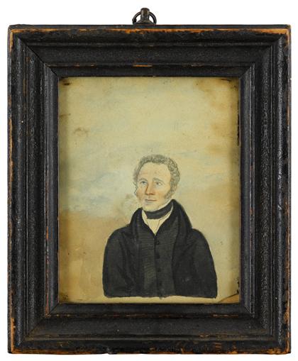 Appraisal: American School th centurythree miniature portraits of a family