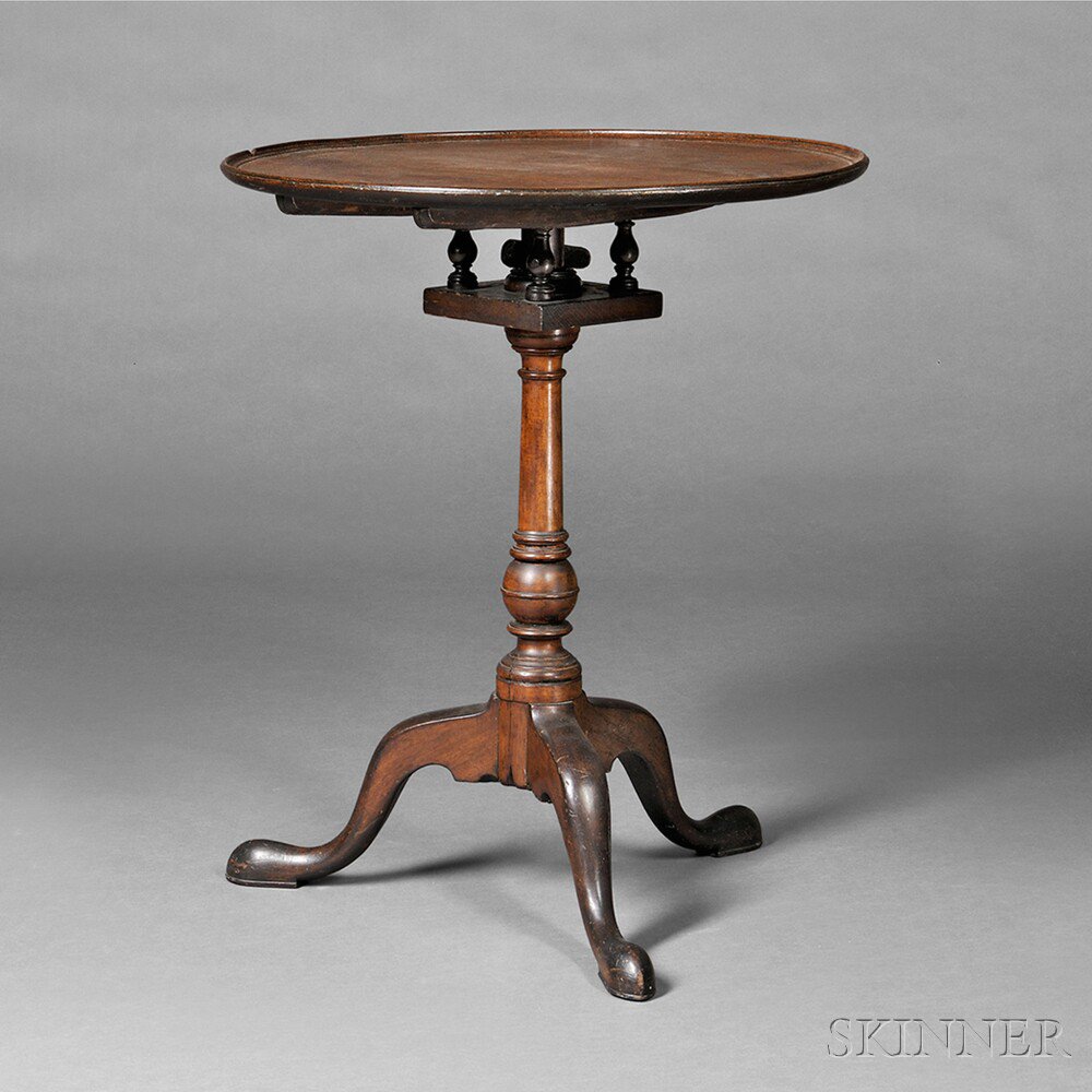 Appraisal: Walnut Tilt-top Candlestand Pennsylvania late th century the circular molded