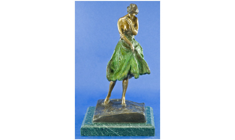 Appraisal: Art Deco Figure of a Half Dressed Woman Standing on