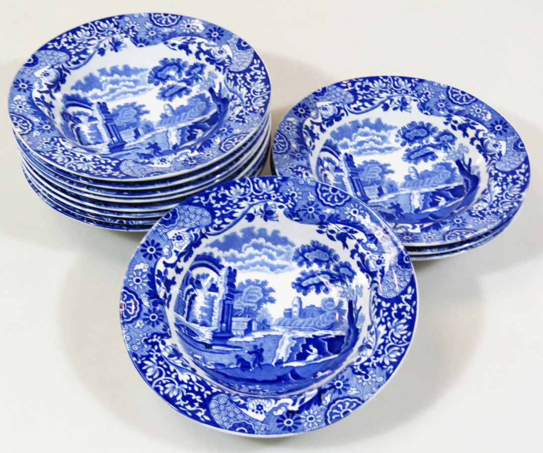 Appraisal: Twelve various Copeland Spode Italian pattern blue and white dessert