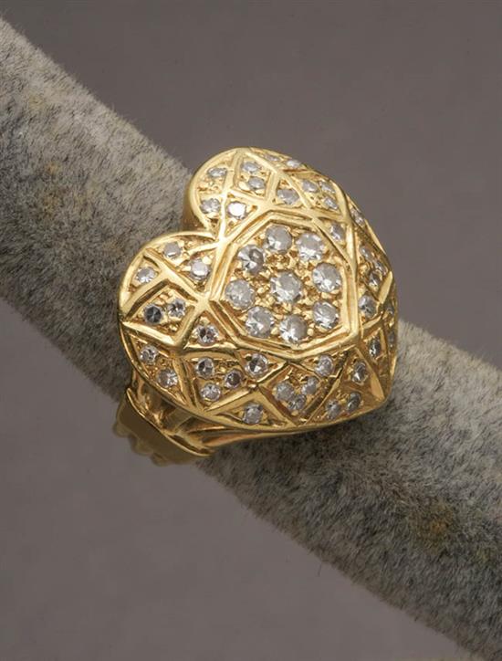 Appraisal: -Karat Yellow-Gold and Diamond Ring Van Cleef Arpels The stylized