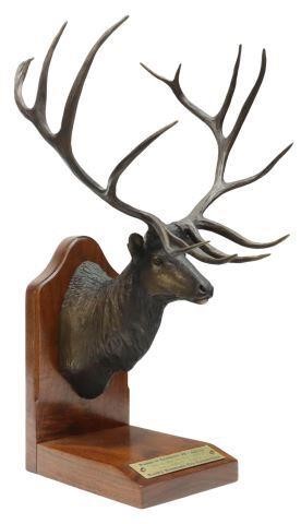 Appraisal: Patinated bronze wildlife sculpture Elk James Stafford active Montana b