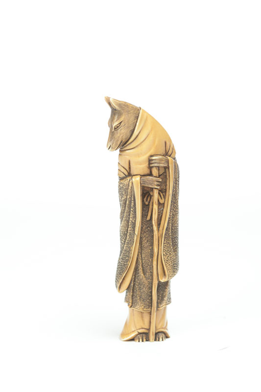 Appraisal: IVORY NETSUKE Japan st half- th century Fox in a