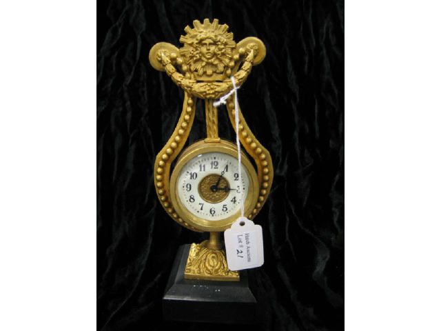 Appraisal: French Style Desk Clock gilt on black marble base