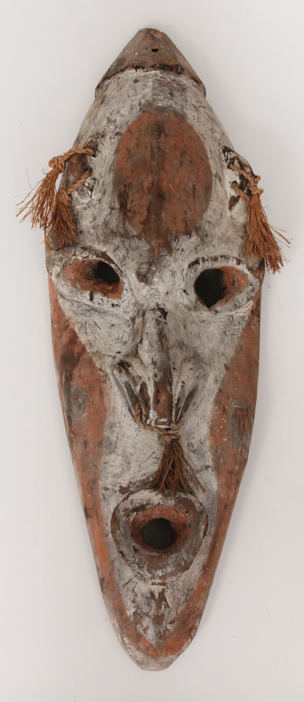 Appraisal: Oceanic Carved and Painted Wood Face Mask With tied straw