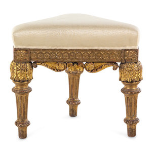 Appraisal: An Italian Rococo Carved Giltwood Stool Early th Century Height