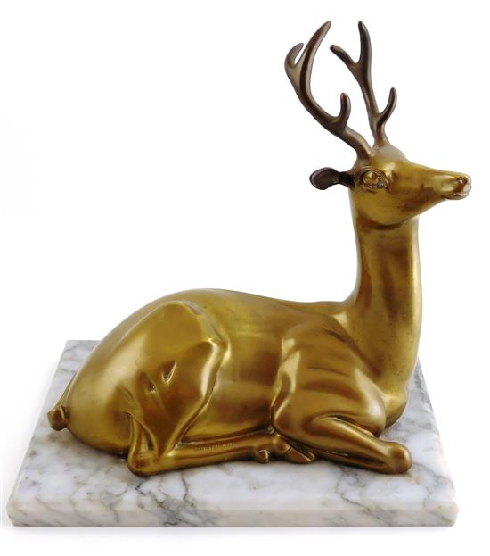 Appraisal: Hattakitkosol Somchai Thai - The Stag bronze sculpture with brass-colored