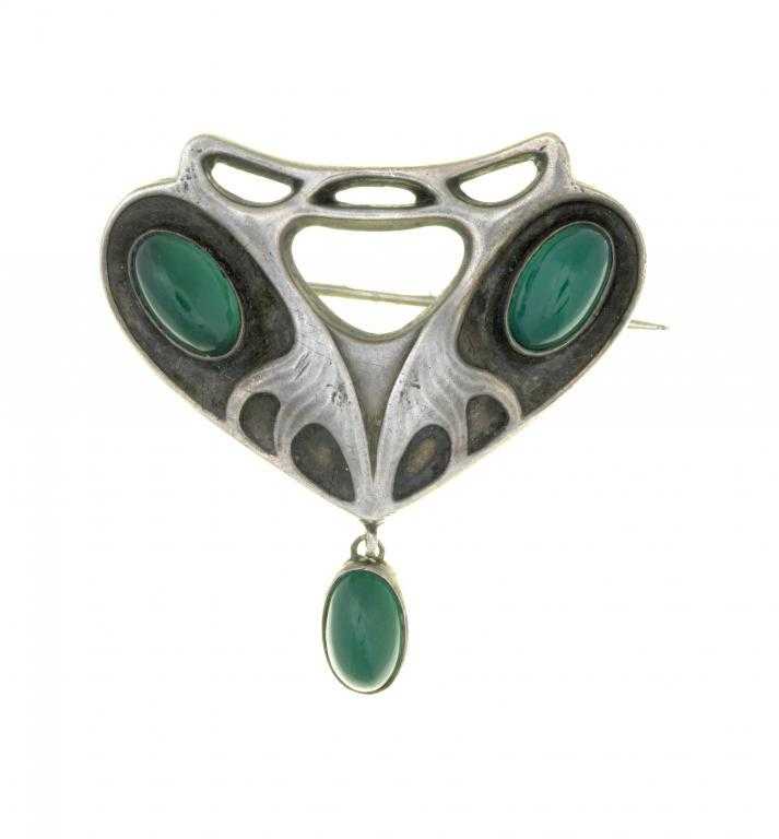 Appraisal: A MURRLE BENNETT CO JUGENDSTIL SILVER AND CHRYSOPRASE BROOCH THE