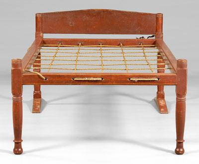 Appraisal: American red-painted rope bed maple pine and other mixed woods