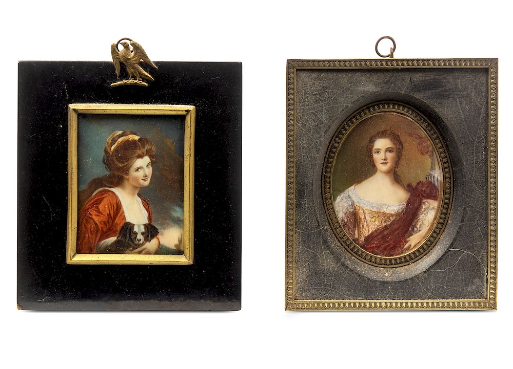 Appraisal: Two Continental Portrait Miniatures LATE TH Two Continental Portrait Miniatures