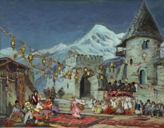 Appraisal: WESTCHILOFF Constantin Oil on Board Russia Dance Signed lower right