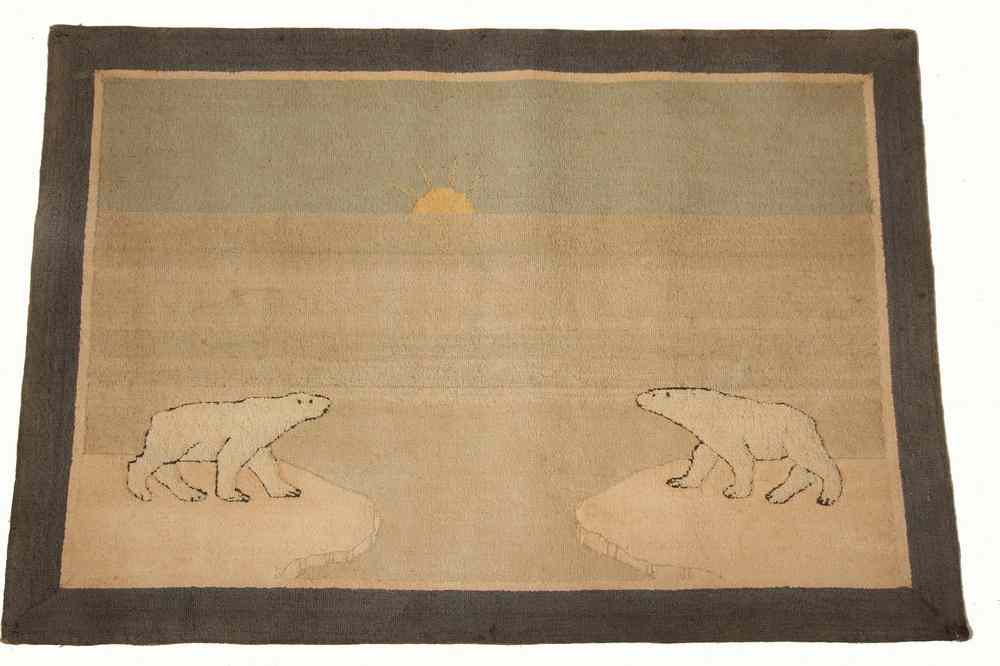 Appraisal: GRENFELL RUG - Small Grenfell Rug featuring two polar bears