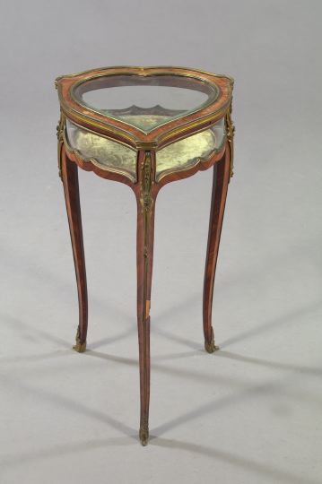 Appraisal: Louis XV-Style Kingwood Vitrine Table late th century the cardioform