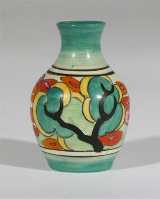 Appraisal: Green Erin' a Clarice Cliff Bizarre miniature bottle vase painted