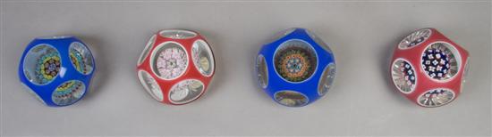 Appraisal: A Collection of Four Cased Glass Paperweights Diameter inches