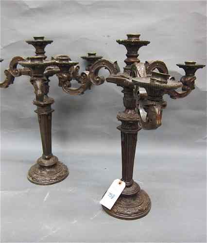 Appraisal: A PAIR OF LOUIS XVI STYLE CAST BRONZE CANDELABRA each