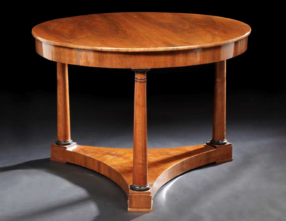 Appraisal: Biedermeier Walnut Center Table mid- th century the circular top