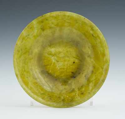 Appraisal: A Petite Carved Green Hardstone Dish th Century Bright spinach