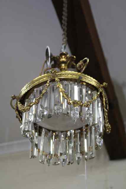 Appraisal: A TH CENTURY HANGING LIGHT FITTING the brass band with