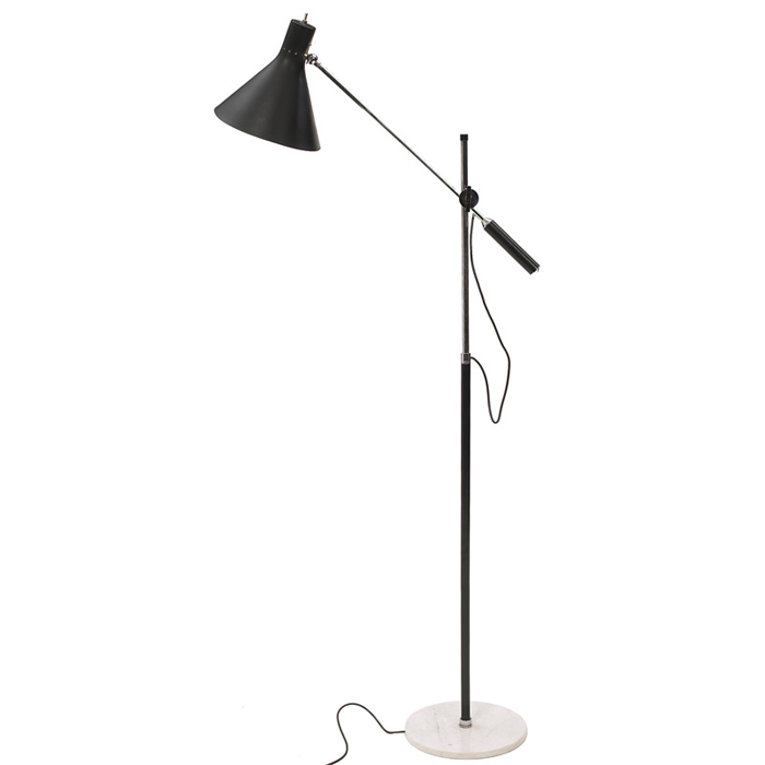 Appraisal: Italian floor lamp s chrome-plated steel and marble base with