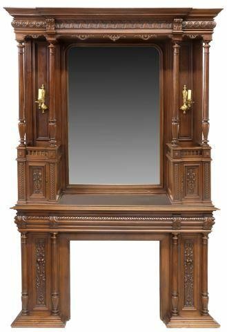 Appraisal: French Henri II style walnut fireplace surround late th c