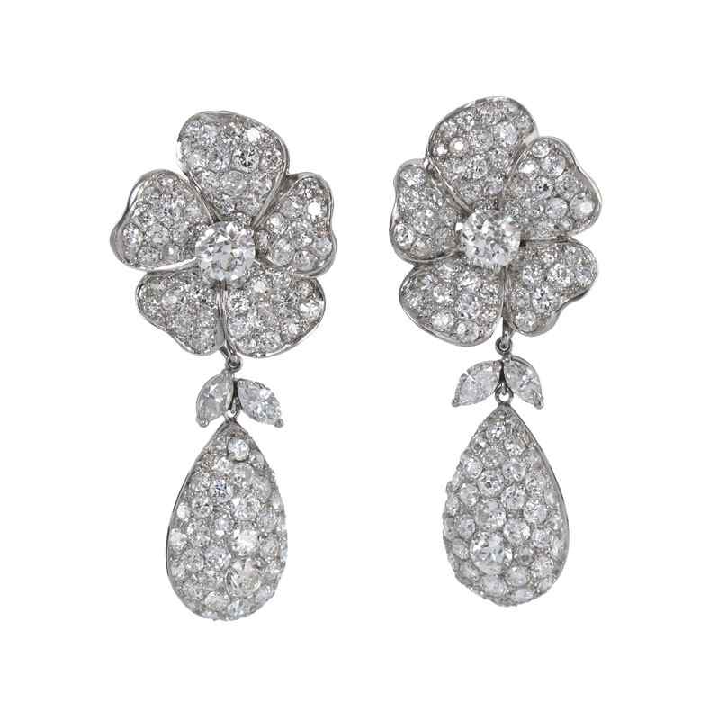 Appraisal: FABULOUS PLATINUM CT DIAMOND DROP EARRINGS Platinum diamond conversion earrings