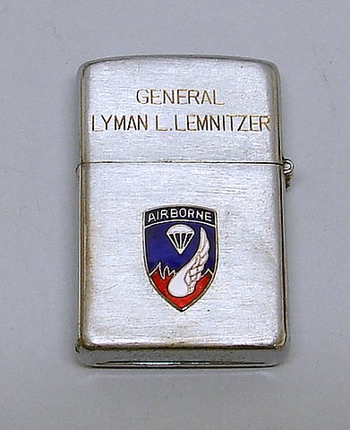 Appraisal: Willow lighter featuring enameled insignia of Airborne Troops and Jump