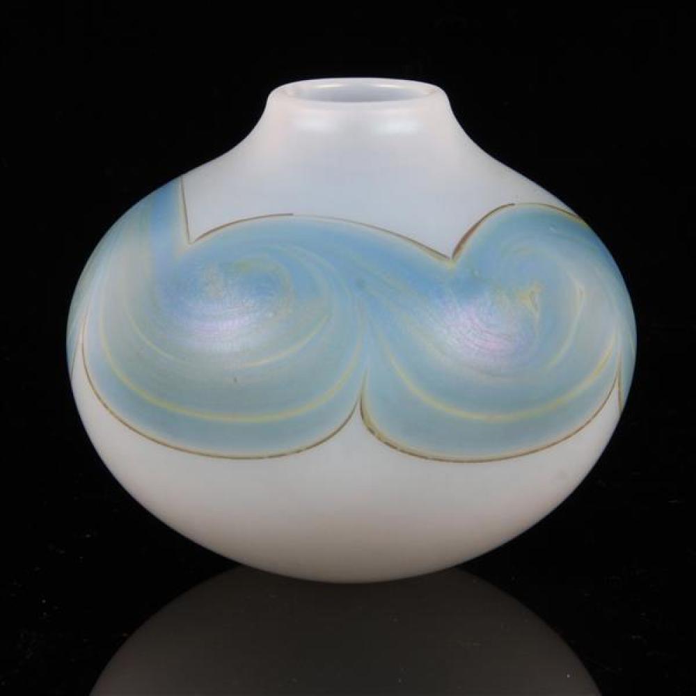 Appraisal: MARK PEISER AMERICAN B STUDIO ART GLASS OPALESCENT SWIRL VASE