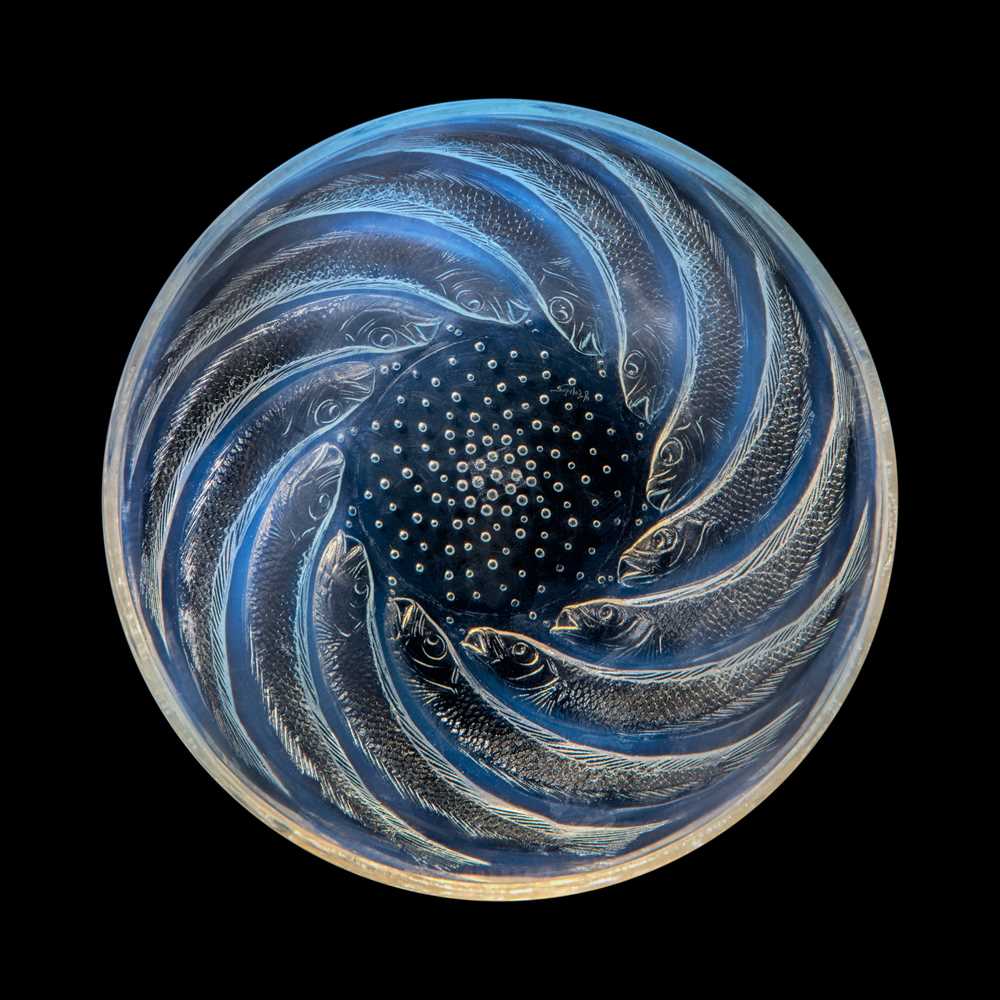 Appraisal: REN LALIQUE FRENCH - POISSONS BOWL NO designed opalescentmoulded VDA