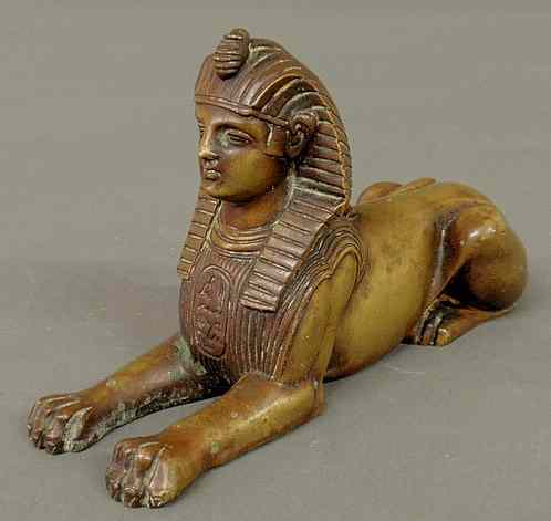 Appraisal: Bronze sphinx probably from the top of a mantel clock