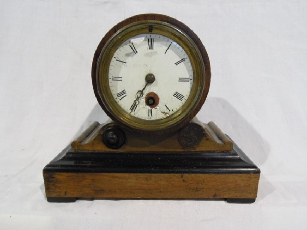 Appraisal: A th century walnut cased mantle clock with eight day