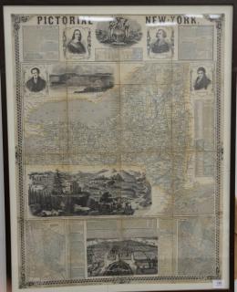 Appraisal: Hand colored lithograph map Ensign Bridgman and Fanning Pictorial New