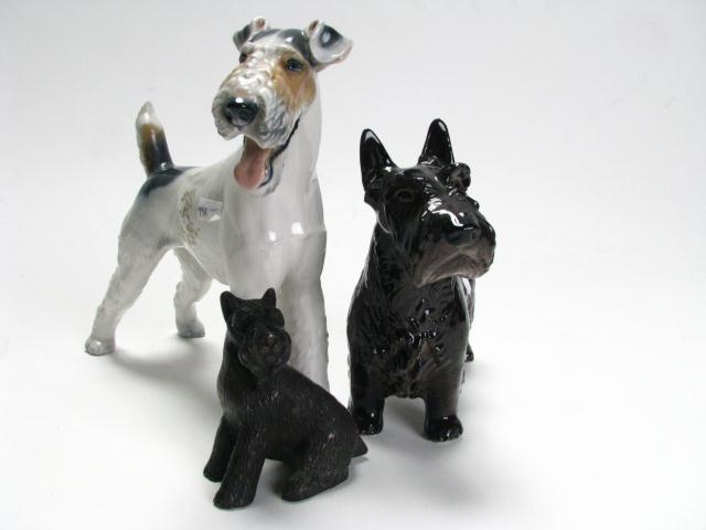 Appraisal: Three Terrier Dogs including a porcelain Royal Heidleburg German Schnauzer