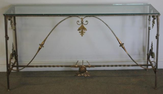 Appraisal: Antique Polished Iron and Bronze Console From a Westchester NY