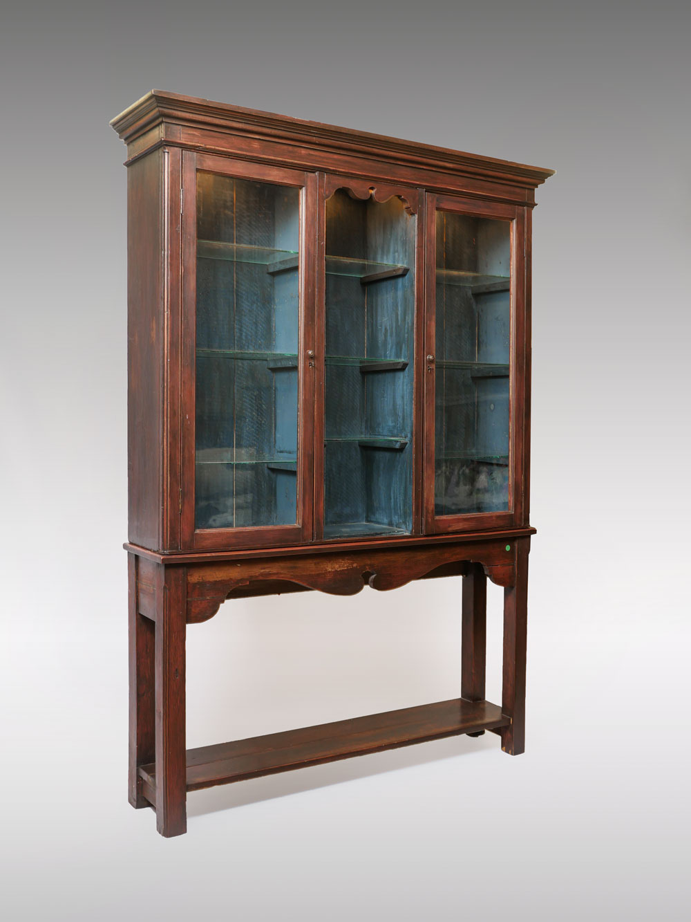 Appraisal: LARGE EARLY GLASS DISPLAY CABINET Early -shelf display with -doors