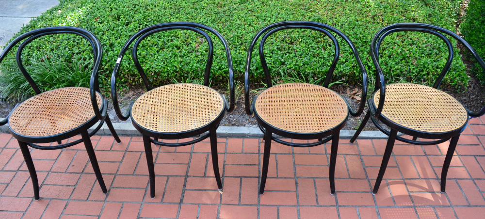 Appraisal: STENDIG COBUSIER BENTWOOD ARM CHAIRS ebonized bentwood armchairs designed by