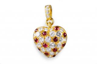 Appraisal: Cartier Diamond Ruby Heart Pendant Cartier diamond ruby heart pendant