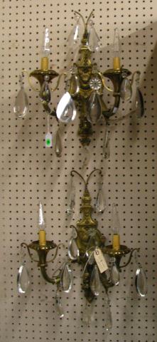 Appraisal: Pair of Electrified Cast Brass Two Branch Sconces With Large