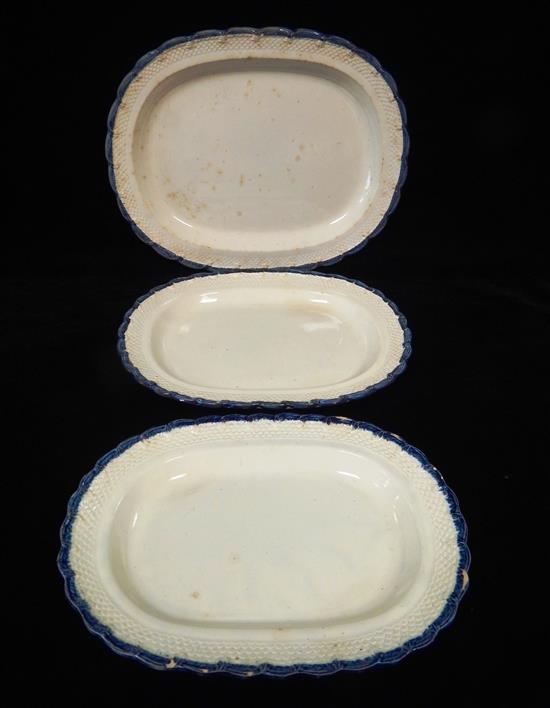 Appraisal: Three late th early th C creamware ovoid serving platters