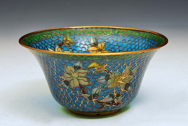 Appraisal: A CHINESE PLIQUE A JOUR SMALL BOWL of blue ground