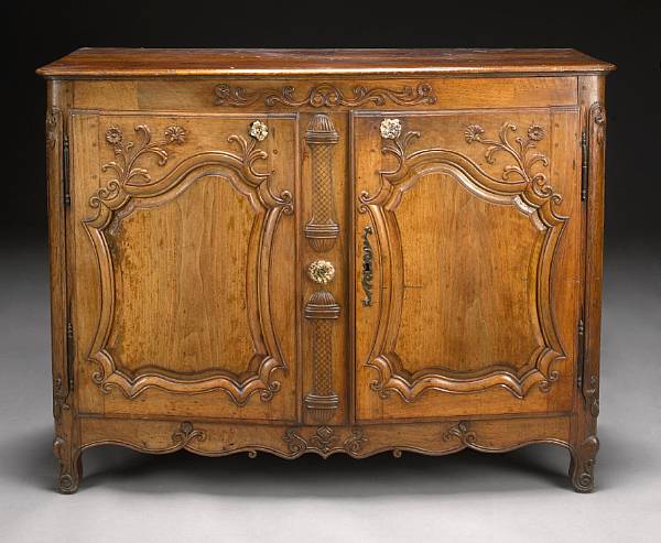 Appraisal: A Louis XV Provincial walnut bowfront buffet second half th