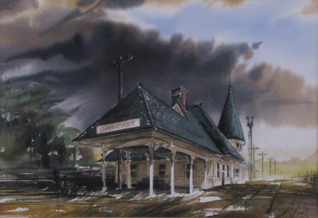 Appraisal: Sludell unknown x Watercolor Signed Lower Right Train Station at