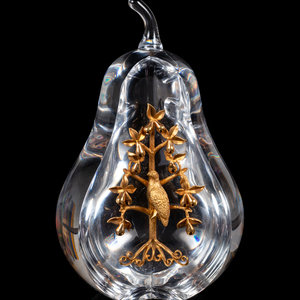 Appraisal: A Steuben Partridge in a Pear Tree Glass Sculpture with