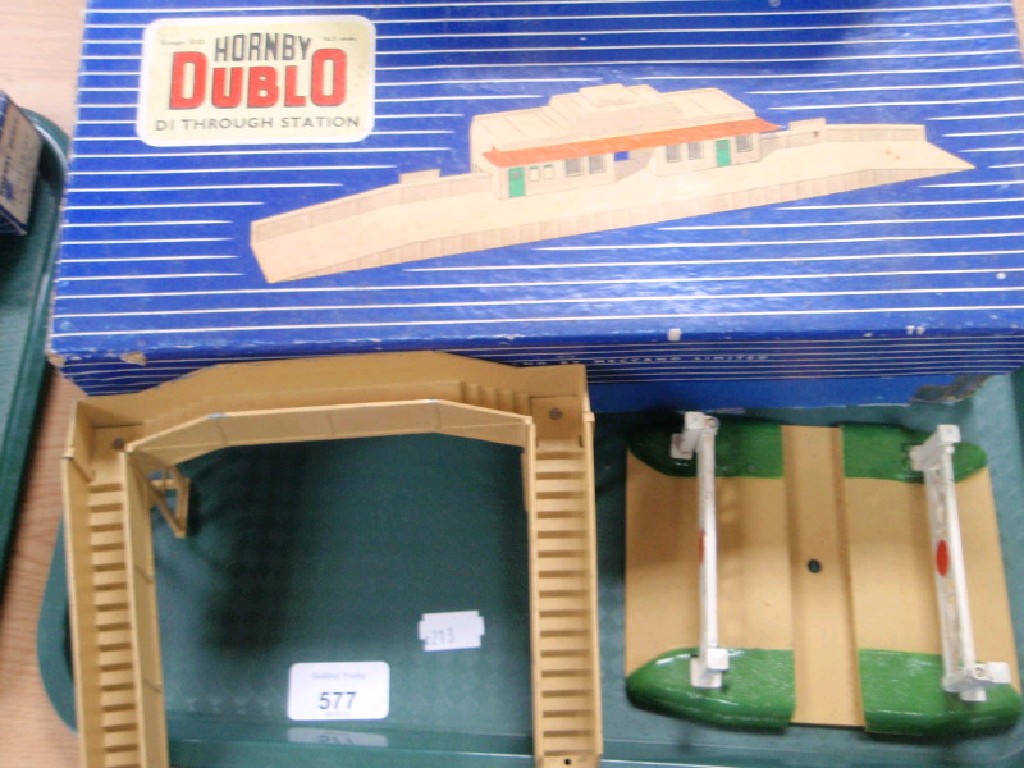 Appraisal: A boxed Hornby Dublo D through station unboxed bridge and