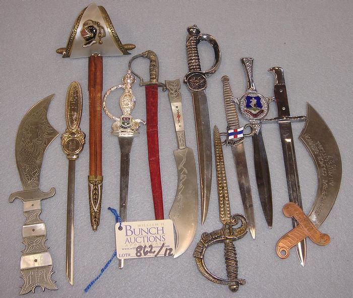 Appraisal: Lot of vintage letter openers shaped like swords Including a